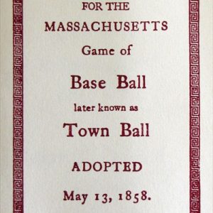 Rules for the Massachusetts Game of Base Ball